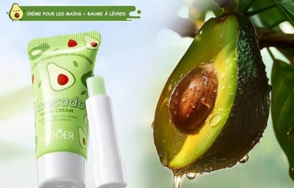Baume à Lèvres et Crème pour les Mains à l'Avocat - Soin Hydratant, Lissant et Éclaircissant – Image 2