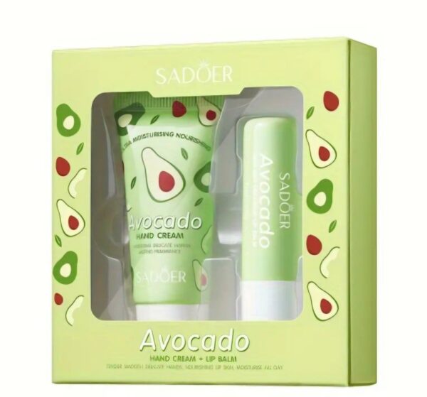 Baume à Lèvres et Crème pour les Mains à l'Avocat - Soin Hydratant, Lissant et Éclaircissant