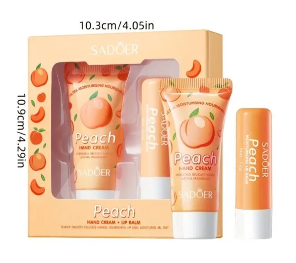 Baume à lèvres + Ensemble de crème pour les mains, parfum pêche