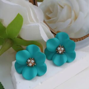 Boucles d'oreilles Fleur - Bleu turquoise