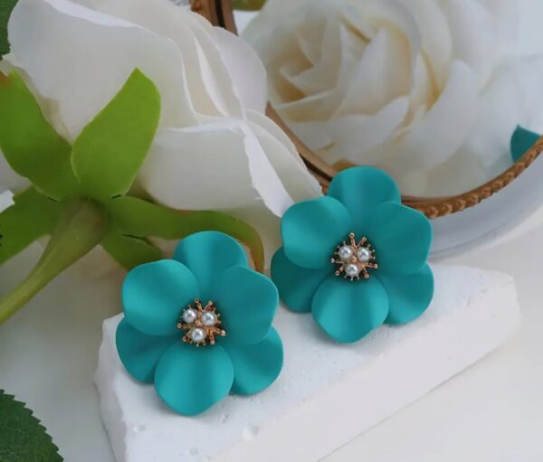 Boucles d'oreilles Fleur - Bleu turquoise