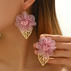 Boucles d'oreilles - motifs de feuilles et fleurs