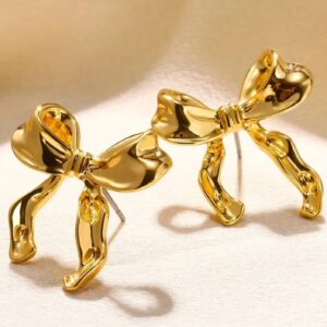 Boucles D'oreilles Plissées En Forme de Nœud couleur OR