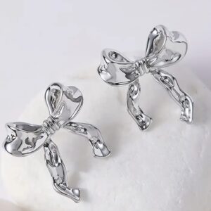 Boucles D'oreilles Plissées En Forme de Nœud couleur ARGENT