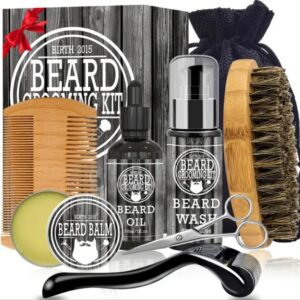 Kit Barbe 8 Pièces avec Boîte en Bois